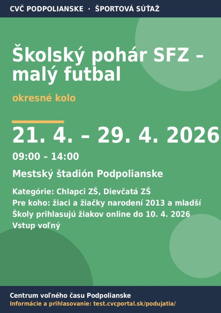 Plagát – Školský pohár SFZ – malý futbal