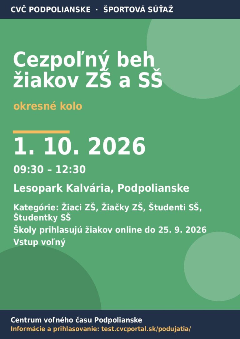 Plagát – Cezpoľný beh žiakov ZŠ a SŠ