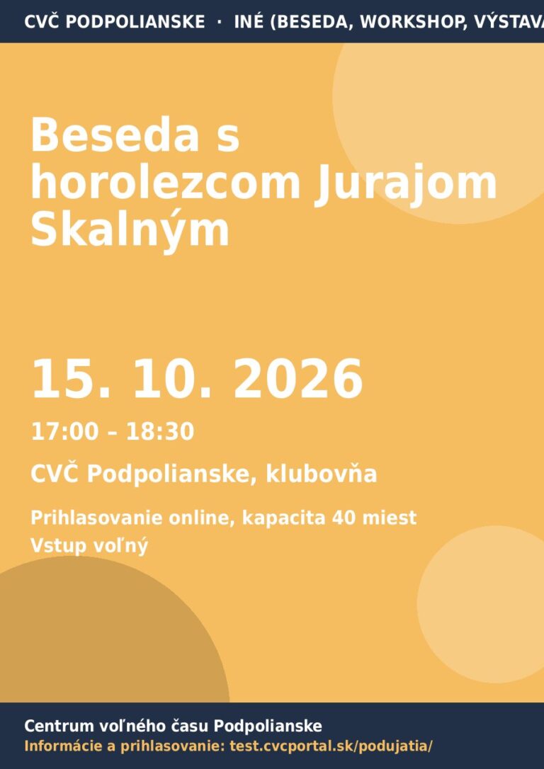 Plagát – Beseda s horolezcom Jurajom Skalným