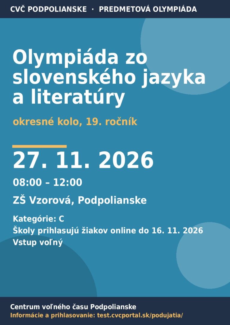 Plagát – Olympiáda zo slovenského jazyka a literatúry
