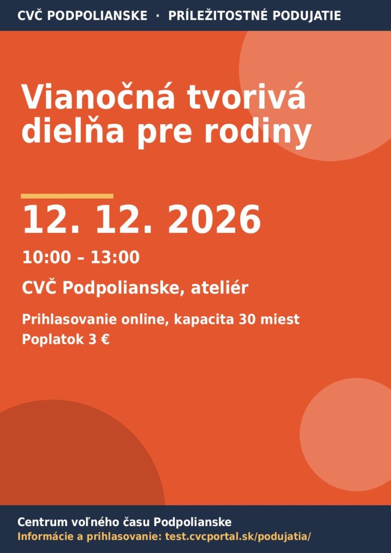 Plagát – Vianočná tvorivá dielňa pre rodiny